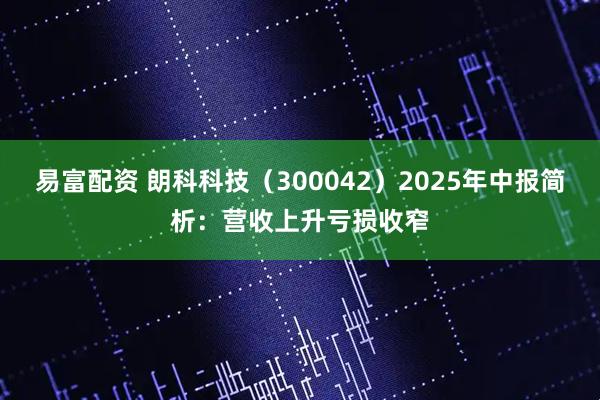 易富配资 朗科科技（300042）2025年中报简析：营收上升亏损收窄